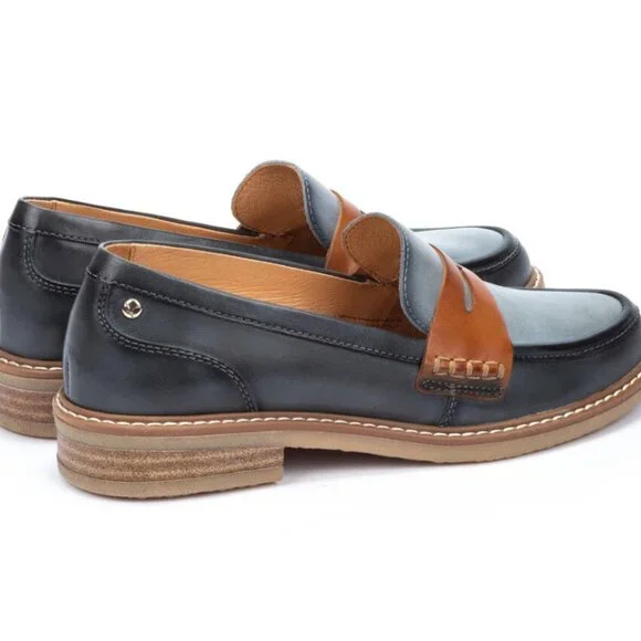 Pikolinos Aldaya W8J water-resistant leather penny Loafers Ocean color Size 38/ - Picture 3 of 9